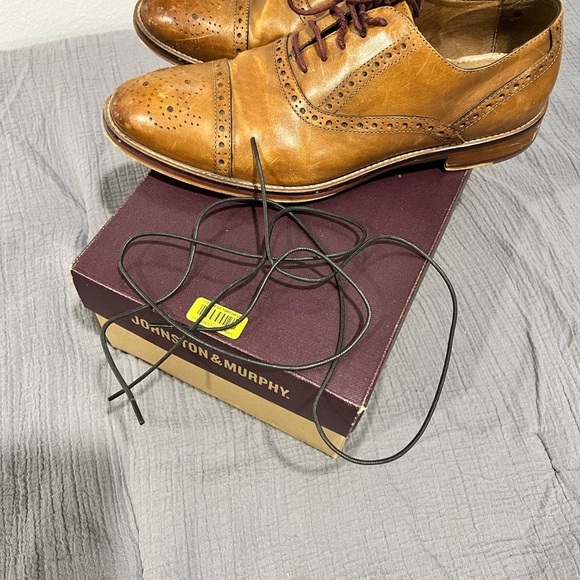 Johnston & Murphy Conrad cap toe tan calf skin shoes - Picture 4 of 6